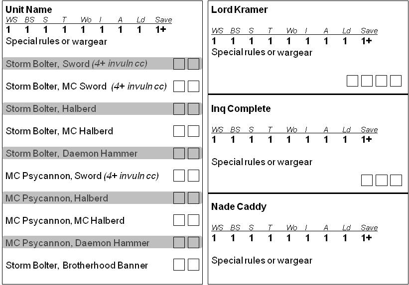 40k Wound Guide and Cheat Sheet Bell of Lost Souls