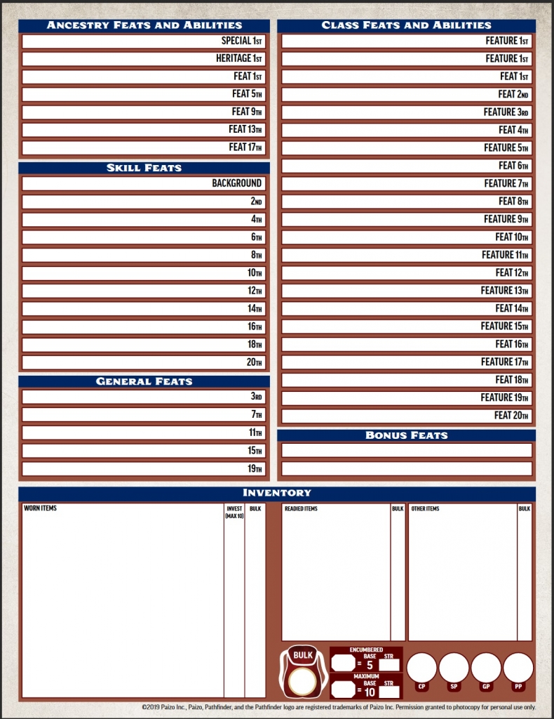 Pathfinder's Second Edition Character Sheet Has Everyone Talking Bell