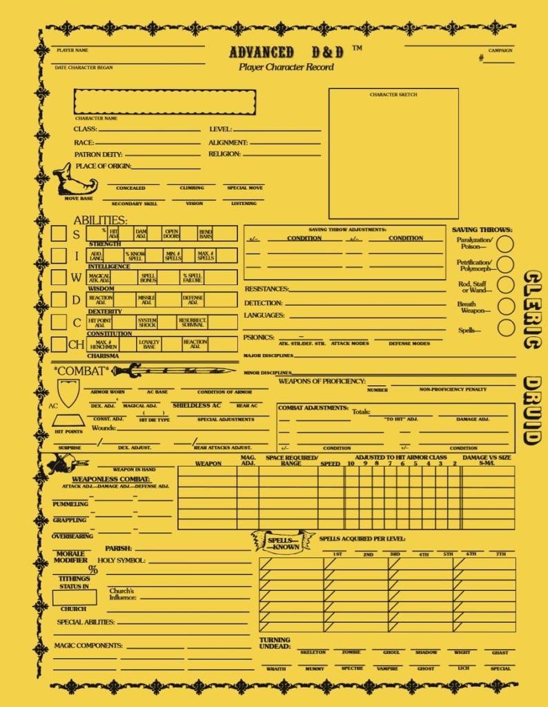 D&D: What's In A Sheet? The Evolution Of Character Sheets From AD&D To ...