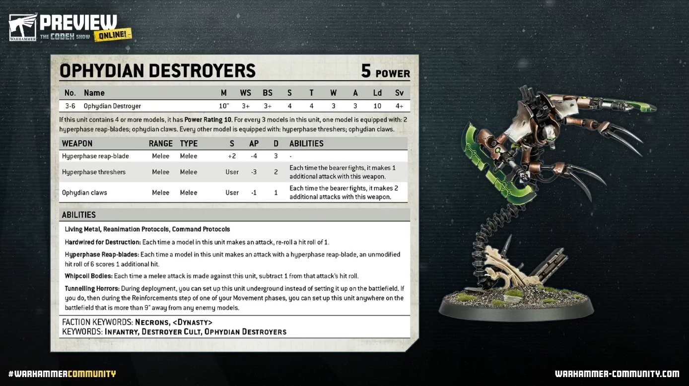 Warhammer 40K Necrons Ophydian Destroyers