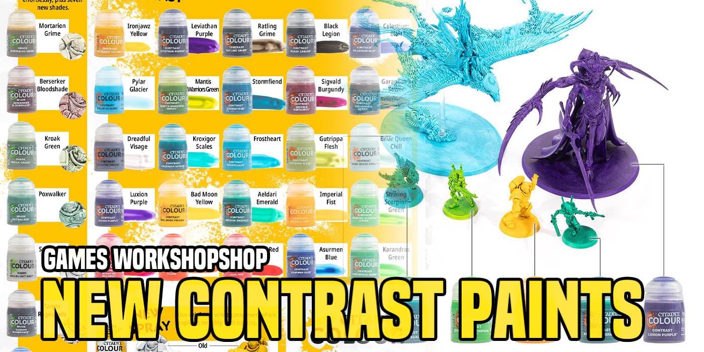Complete Citadel Contrast Paint Set w/ Spray Paint Warhammer 40k AOS Paint  Lot